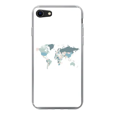 Produktbild von MuchoWow® Handyhülle Schutzhülle Hülle für iPhone SE 2022 Weltkarte - Pastell - Länder Silikon Softcase Handy Hülle - Schutzhülle