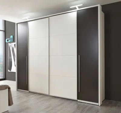 Produktbild von 13669 Schwebetürenschrank 270 cm Weiß / Lava, Schließdämpfung:ohne Schließdämpfung, Passepartout (Rahmen):ohne Passepartout, LED Aufsatzbeleuchtung (2er Set):ohne Beleuchtung