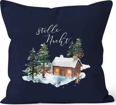 Produktbild von Weihnachts-Kissenbezug Stille Nacht Weihnachten Winter Schnee Christmas Autiga® navy 40cm x 40cm
