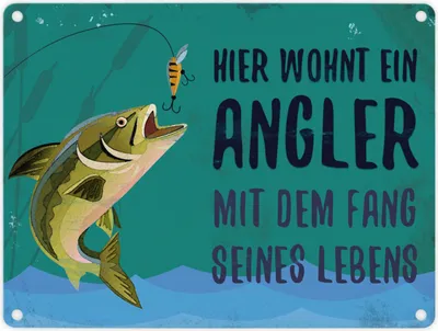 Produktbild von Metallschilder und Spruch: Hier wohnt ein Angler Metallschild Schild