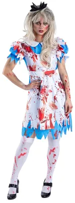 Produktbild von Smiffys - "Wonderland" Zombie-Kostüm für Damen SM3756 (42-44 EU) (Weiß/Blau/Blanc Weiß)