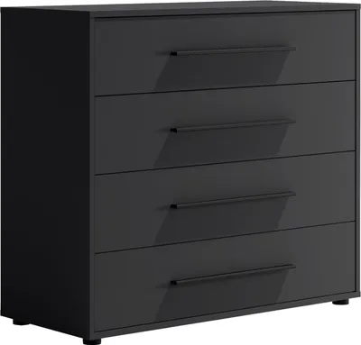 Produktbild von BETTSO Kompakte schwarze Kommode MAXIVO mit Schubladen und stilvollen Griffen für das Schlafzimmer