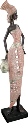 Produktbild von Gilde Figur "Malaika" braun mit rosa/goldfarbenem Kleid und Spiegelmosaik auf Base H: 41 cm B: 8.50 cm T: 6 cm 37764