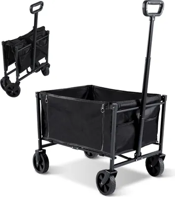 Produktbild von Aopunly Bollerwagen Faltbar, 60L für Strand Camping Einkauf, Handwagen, Transportwagen, Gartenwagen, Faltbollerwagen, Klappbollerwagen