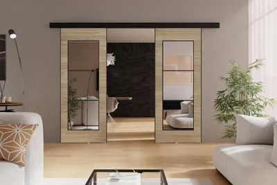 Produktbild von KIER FURNITURE TORI DUO - Schiebetür Komplettset – 172x205x1,6 cm - Sonoma-Eiche