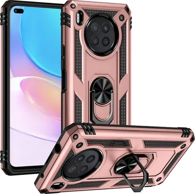 Produktbild von Honor 50 Lite Hülle, Dual Layer Robust Militäre Schutzhülle mit Ringhalterung Ständer für Honor 50 Lite Rosa