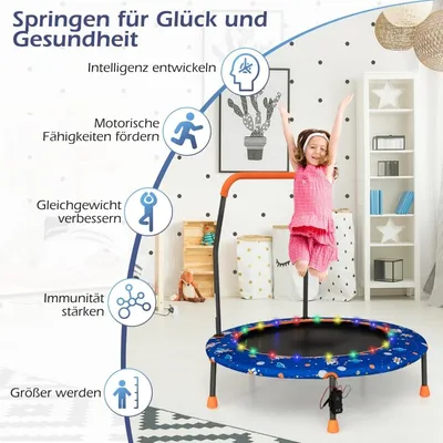 Obrázok produktu pre Detská mini trampolína s LED svetlami, odnímateľnou rukoväťou