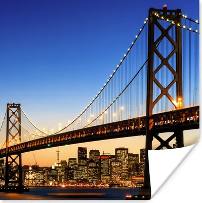Produktbild von MuchoWow® Poster Brücke - San Francisco - Skyline 75x75 cm - Wand Dekoration