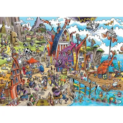 Image de COBBLE HILL Puzzle DoodleTown : village viking 1000 pièces