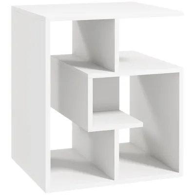 Produktbild von HOMCOM Beistelltisch, weißer Beistelltisch, Couchtisch mit Ablageflächen für Wohnzimmer, Schlafzimmer, 45 x 40 x 55 cm