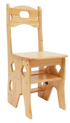 Obrázok produktu pre Skladacia schodová stolička do knižnice - 4-stupňová, drevená (breza) - 34×44,5×87 cm - Nosnosť do 100 kg - Vhodná do domácnosti a obývačky