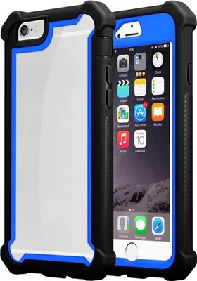 Image de Cadorabo Housse pour Apple iPhone 6 PLUS / 6S PLUS Housse de protection en bleu Etui pour téléphone portable TPU bord en silicone verre dos acrylique