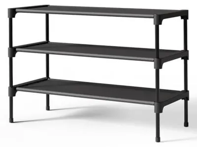 Produktbild von Schuhregal stapelbar 63 x 30 x 36 cm Schwarz Metall Vliesstoff