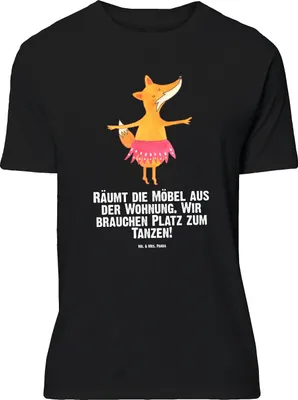Produktbild von Mr. & Mrs. Panda T-Shirt Fuchs Ballerina - Schwarz - Geschenk, Oversize Shirt, Feier, Tanzen, Tshirt, Party, Geburtstag, mit Spruch