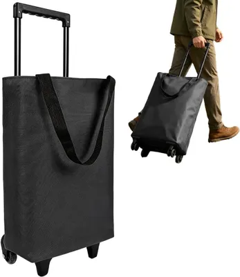Immagine prodotto di Carrello per la spesa da 30 litri, pieghevole, ideale per la spesa quotidiana, con ruote, colore nero