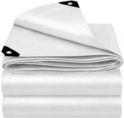 Productafbeelding van Waterdichte Buitenzeil 2 x 2 m Wit met Oogjes - Polyethyleen Zeil voor Tuin, Camping, Zwembad, Auto, Boot en Hout