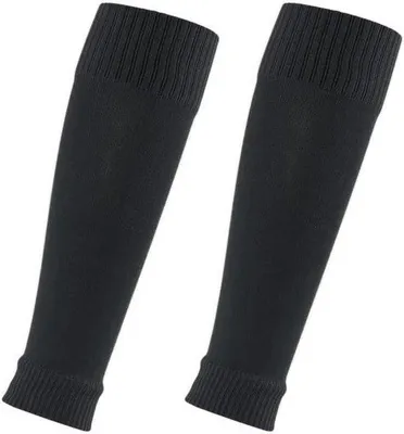 Produktbild von Elastische Fußballsocken für Erwachsene | Schwarz mit Schienbeschutzern | Geeignet für Anfänger.