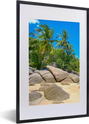 Produktbild von MuchoWow® Gerahmtes Poster Strand - Tropen - Meer - Pflanzen 40x60 cm - Poster mit Schwarzem Bilderrahmen Wandposter Rahmen Foto Bilder - Poster in Rahmen