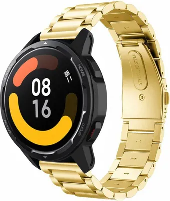 Produktbild von Strap-it Stahlarmband - Kompatibel mit Xiaomi Watch S1 Armband Ersatzarmband Edelstahl - Gliederarmband mit Faltschließe - Hochwertiges Material - für Smartwatch 22mm Armband Gold