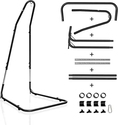 Imagen del producto de Estructura para hamaca Silecomplaza, capacidad de carga de 150 kg, estructura de metal para sillón colgante, soporte para asiento colgante, estructura para hamaca, altura ajustable de 195 a 235 cm