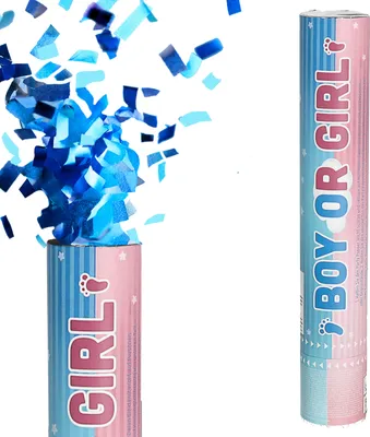 Produktbild von Party-Popper 'Boy or Girl' für Jungs 30cm Papier hellblau Konfettikanone Konfettiregen Geburt Junge ohne Pyrotechnik 5-8m