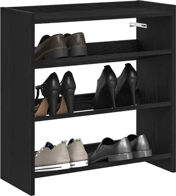 Image de vidaXL Étagère à chaussures noire 60x25x62 cm Bois composite