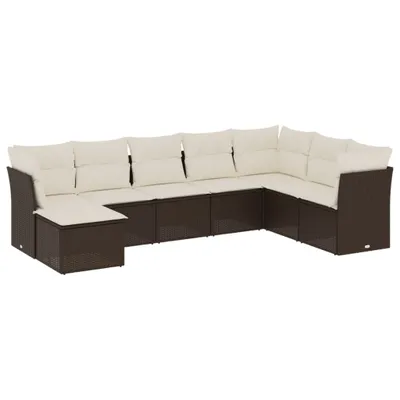 Produktbild von vidaXL 8-tlg. Garten-Sofagarnitur mit Kissen Braun Poly Rattan