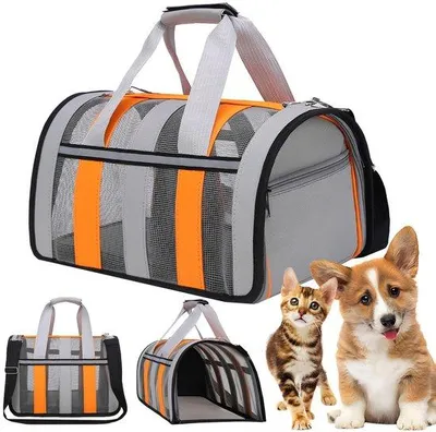 Image de Sac de transport pour chien facile à utiliser, réfléchissant et doté d'un rabat pliable.