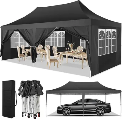 Produktbild von Faltpavillon Pavillons & Partyzelte 3x6m Wasserdicht Stabil UV-Schutz mit 4 Seitenteilen und 2 Eingängen, Gartenpavillon für Garten/Party/Hochzeit