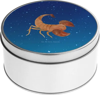 Produktbild von Mr. & Mrs. Panda Metallbox Sternzeichen Skorpion - Sternenhimmel Blau - Geschenk, Oktober, Skorpione, Kaffeedose, Dose, Geburtstag November, Blechdose, keksdosen