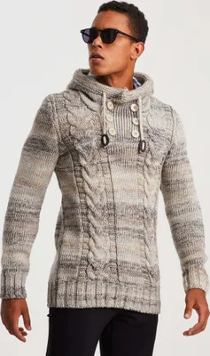 Zdjęcie produktu dla Męska dzianinowa bluza z kapturem Leif Nelson LN-20227, beżowy / XXL