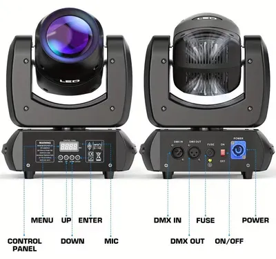 Produktbild von 2er-Set LED Beam Moving Head Bühnenlicht - 120 W - DMX - Gobo - 18-Prismen-Effekt - EU-Stecker - Bühne und DJ