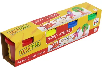 Immagine prodotto di Creathek Knete, set da 4 pezzi, colori base, 448g