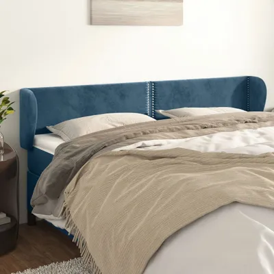 Produktbild von Kopfteil mit Ohren Dunkelblau 203x23x78/88 cm Samt