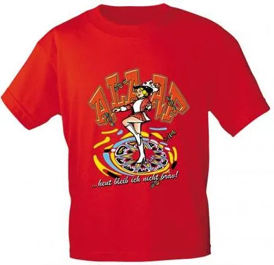 Produktbild von T-SHIRT uni mit Aufdruck - Alaaf Karneval Fasching - 09511 rot - Gr. S-2XL Größe - S