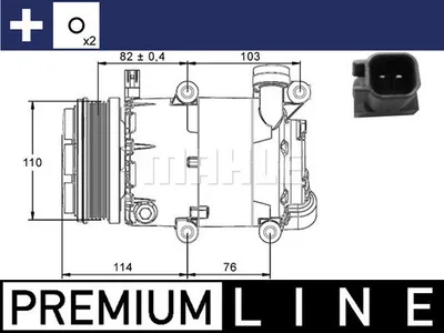 Produktbild von MAHLE ACP 864 000P 7VS16ic Klimaanlage Klimakompressor PAG 46 YF R1234yf R134a für FORD Focus II Schrägheck (DA, HCP, DP) Focus II Kombi (DA, FFS, DS)