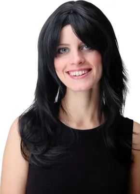 Produktbild von WIG ME UP Perücke lang wellig Pony Schwarz GFW242-1B