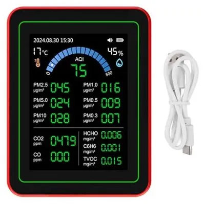 Luftqualitätsmesser CO2, HCHO, TVOC, PM2.5, PM10, Temperatur, Feuchte
