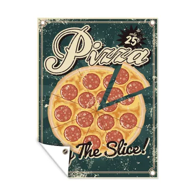 Obrázek produktu pro MuchoWow® Zahradní plakáty - Vintage plakát s reklamou na pizzu - 160x120 cm - Zahradní dekorace
