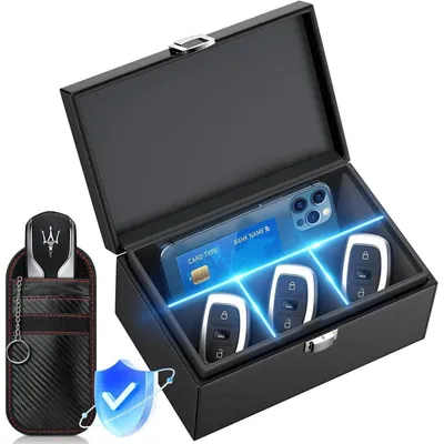Produktbild von Faraday Box für Autoschlüssel Signalblocker RFID Schutz Hülle mit Bonus-Tasche, verschiedene Größen