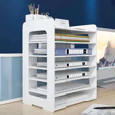 Image de Organiseur de bureau A4 blanc à 7 compartiments - Accessoires de bureau