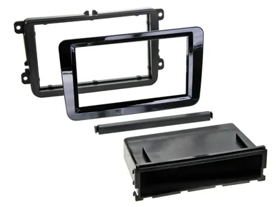 Obrázek produktu pro Adaptér pro 2-DIN čelní panel s přihrádkou Seat / Skoda / VW černý klavírní lak