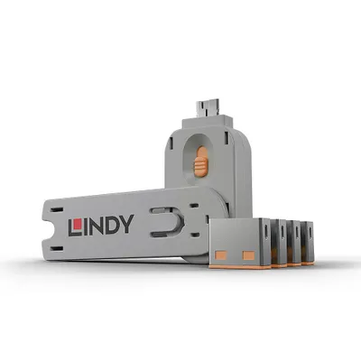 Produktbild von USB Port Schloss (4 Stück) mit Schlüssel (orange, Code: ORANGE)