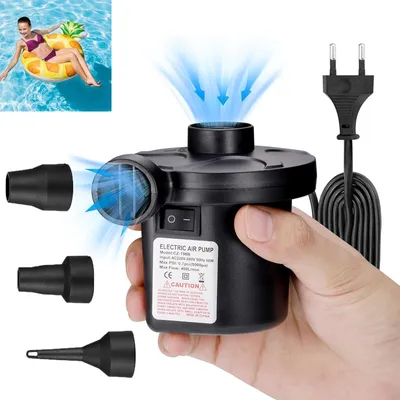 Obrázok produktu pre Elektrické vzduchové čerpadlo, 2-v-1, prenosné vzduchové čerpadlo, nafukovacia matrace s 3 tryskami