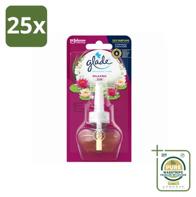 Zdjęcie produktu dla 25 sztuk olejków zapachowych do dyfuzora elektrycznego Glade, zapach "Relaxing Zen" - zestaw ekonomiczny