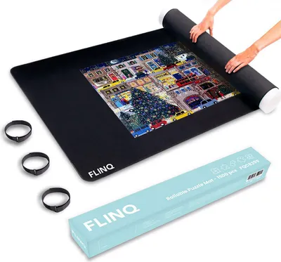 Produktbild von FlinQ aufrollbare Puzzlematte 1500 Teile – Puzzle-Rolle – Aufbewahrungssystem für Puzzles von 1000 bis 1500 Teilen – Puzzle-Rollmatte – Puzzle-Teppich mit Anti-Rutsch – Schaumstoffmatte