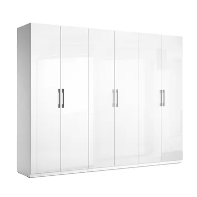 Produktbild von 6-türiger Kleiderschrank Hochglanz Weiß, ohne Spiegel, 2688x2106x550 mm