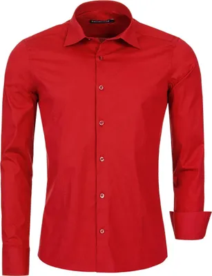 Produktbild von Red Bridge Herren Basic Design Slim Fit Langarm Hemd Red 4XL