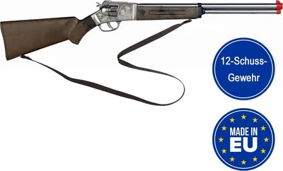 Cowboy Gewehr 76 cm lang Silberbüchse 12 Schuss Western-Gewehr Kostüm-Zubehör Kinder-Spielzeug Cowboy-Gewehr für Kinder Western Wilder Westen Accessoire