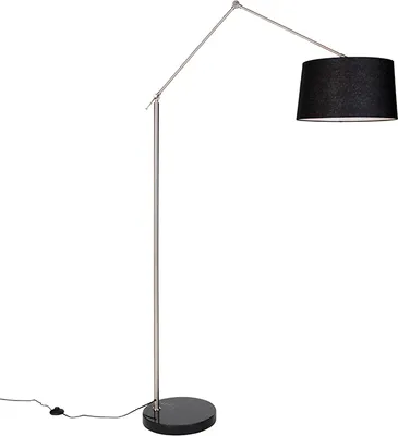 Produktbild von Moderne Stehleuchte Stahl Leinenschirm Schwarz 45 cm EdiTor